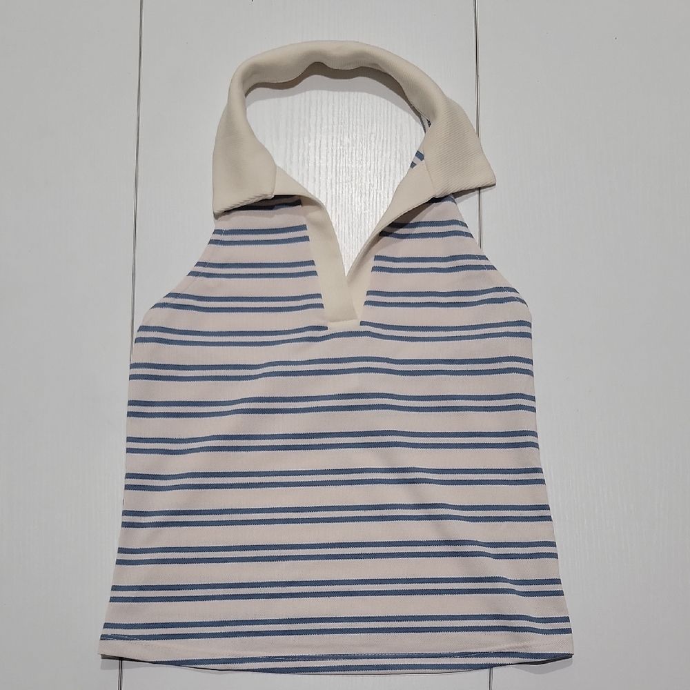 Striped Cream and Blue Top
